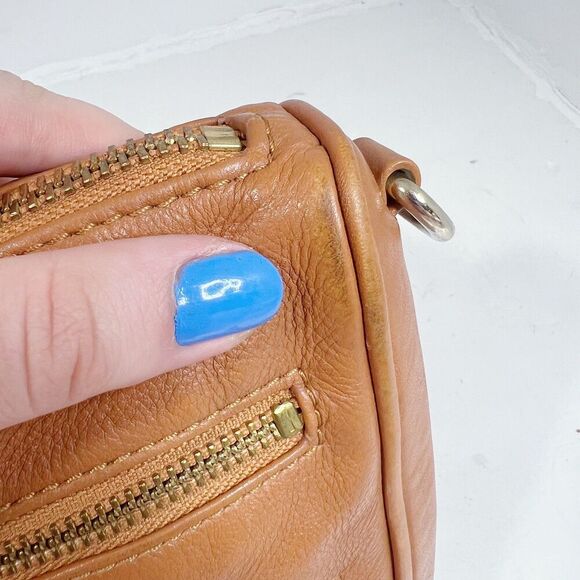 Rebecca Minkoff Mini 5 Zip Convertible Crossbody Bag Tan Leather Purse - Picture 8 of 10